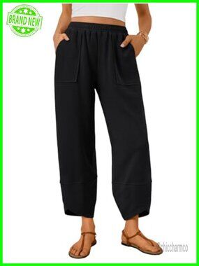 Wide Leg Barrel Sweatpants Cotton Blend Lounge Pants Pull On